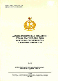 Analisis Standarisasi Kemampuan Special Boat Unit (SBU) Guna Mendukung Operasi Khusus Komando Pasukan Katak