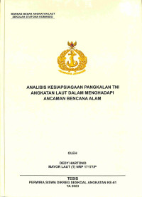 Analisis Kesiapsiagaan Pangkalan TNI Angkatan Laut dalam Menghadapi Ancaman Bencana Alam