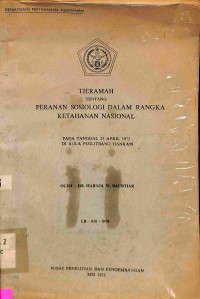 Tjeramah Tentang Peranan Sosiologi Dalam Rangka Ketahanan Nasional