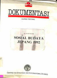 Sosial Budaya Jepang 1992. No.361/HI/VIII/1993