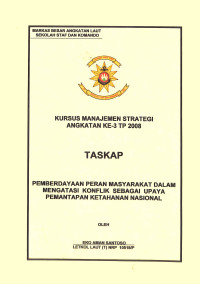 Pemberdayaan Peran Masyarakat Dalam Mengatasi Konflik Sebagai Upaya Pemantapan Ketahanan Nasional