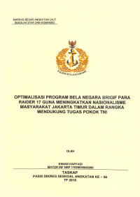 Optimalisasi program bela negara Brigif Para Raider 17 guna meningkatkan nasionalisme masyarakat Jakarta Timur dalam rangka mendukung tugas pokok TNI