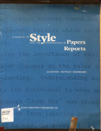 A MANUSL OF STYLE FOR THE PREPARATION OF PAPER & REPORTS