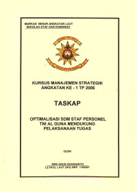 Optimalisasi Sdm Staf Personel TNI AL Guna Mendukung Pelaksanaan Tugas