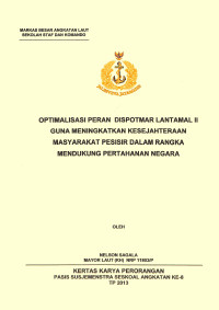 Optimalisasi Peran Dispotmar Lantamal II Guna Meningkatkan Kesejahteraan Masyarakat Pesisir Dalam Rangka  Mendukung Pertahanan Negara