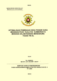 Optimalisasi Pembinaan Desa Pesisir Guna Meningkatkan Kualitas Sumber Daya Manusia Dalam Rangka Mendukung Tugas TNI AL