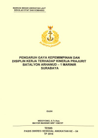 Pengaruh gaya kepemimpinan dan disiplin kerja terhadap kinerja Prajurit Batalyon Arhanud-1 Marinir Surabaya