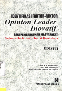 Identifikasi Faktor-Faktor Opinion Leader Inovatif Bagi Pembangunan Masyarakat