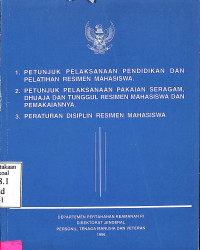 Petunjuk Pelaksanaan, Pendidikan Dan Pelatihan Resimen Mahasiswa. Petunjuk Pelaksanaan Pakaian Seragam, Dhuaja dan Tunggul Resimen Mahasiswa dan pemaiakannya. Peraturan Disiplin Resimen Mahasiswa