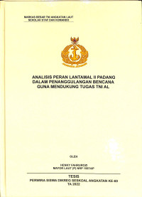 Analisis Peran Lantamal II Padang Dalam Penanggulanagan Bencana Guna Mendukung Tugas TNI AL