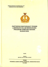 Partisipasi Masyarakat Pesisir Lamongan Dalam Mendukung Program Kampung Bahari Nusantara