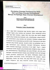 Perubahan Orientasi Pembangunan NKRI Dari Land Base Oriented Development Menuju Archipelagic Base  Oriented Development