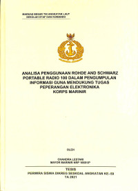 Analisa penggunaan rohde and schwarz portable radio 100 dalam pengumpulan informasi guna mendukung tugas peperangan elektronika korps marinir