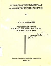 Lectures on the Fundamentals of Military Operations Research