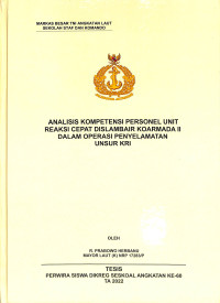 Analisis Kompetensi Personel Unit Reaksi Cepat Dislambair Koarmada II Dalam Operasi Penyelamatan Unsur KRI