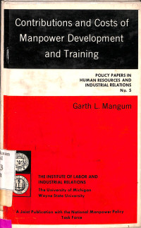 Contributions And Costs Of Manpower Development And Training