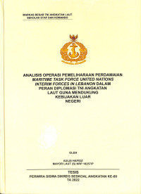 Analisis Operasi Pemeliharaan Perdamaian Maritime Task Force United Nations Interim Forces In Lebanon Dalam Peran Diplomasi TNI Angkatan Laut Guna Mendukung Kebijakan Luar Negeri