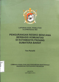 Pengurangan Resiko Bencana Berbasis Komunitas di Kotamadya Padang Sumatera Barat