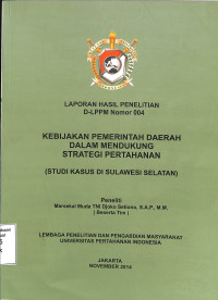 Kebijakan Pemerintah Daerah dalam Mendukung Strategi Pertahanan