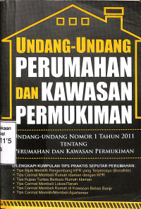 Undang-Undang Perumahan Dan Kawasan Permukiman