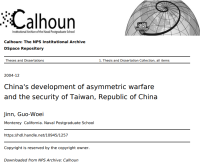 China's development of asymmetric warfare and the security of Taiwan, Republic of China