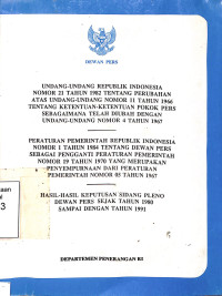 UU RI No. 21 Tahun 1982 Tentang Perubahan Atas UU No. 11 Tahun 1966 Tentang Ketentuan-Ketentuan Pokok Pers Sebagaimana Telah Diubah Dengan UU No. 4 Tahun 1967