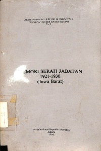 Memori Sejarah Jabatan 1921-1930 (Jawa Barat)