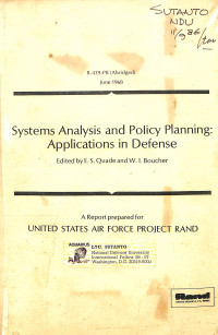 Systems Analysis and Policy Planning : Applications in Defense