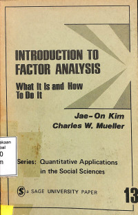 INTRODUCTION TO FACTOR ANALYSIS