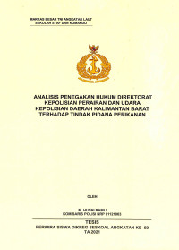 Analisis penegakan hukum direktorat kepolisian perairan dan udara kepolisian daerah Kalimantan Barat terhadap tidak pidana perikanan