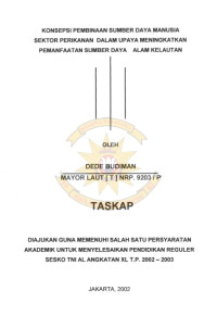 Konsepsi Pembinaan Sumber Daya Manusia Sektor Perikanan Dalam Upaya Meningkatkan Pemanfaatan Sumber Daya Alam Kelautan