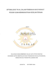 Optimalisasi TNI AL Dalam Pembinaan Masyarakat Pesisir Guna Meningkatkan Kesejahteraan