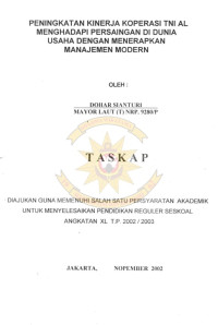 Peningkatan Kinerja Koperasi TNI AL Menghadapi Persaingan di Dunia Usaha Dengan Menerapkan Manajemen Modern