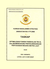 Optimalisasi Fungsi Pangkalan TNI AL Dalam Mendukung Penyelenggaraan Pertahanan Negara Matra Laut