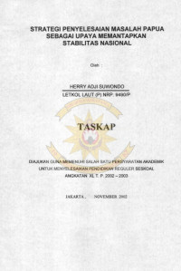 Strategi Penyelesaian Masalah Papua Sebagai Upaya Memantapkan Stabilitas Nasional