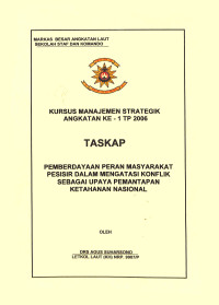 Pemberdayaan Peran Masyarakat Pesisir Dalam Mengatasi Konflik Sebagai Upaya Pemantapan Ketahanan Nasional