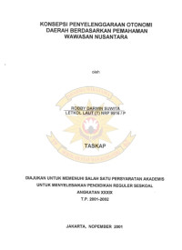 Konsepsi Penyelenggaraan Otonomi Daerah Berdasarkan Pemahaman Wawasan Nusantara