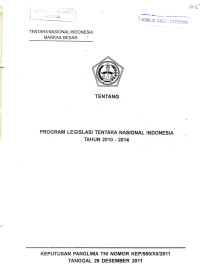 PROGRAM LEGISLASI TENTARA NASIONAL INDONESIA TAHUN 2010 - 2014