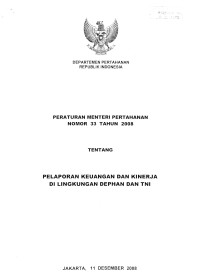 PELAPORAN KEUANGAN DAN KINERJA DI LINGKUNGAN DEPHAN DAN TNI