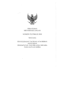 PENYELESAIAN TAGIHAN ATAS BEBAN ANGGARAN  PENDAPATAN DANBELANJANEGARA PADA SATUAN KERJA