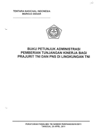 BUKU PETUNJUK ADMINISTRASI PEMBERIAN TUNJANGAN KINERJA BAGI  PRAJURIT TNI DAN PNS DI LINGKUNGAN TNI