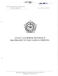 ATASAN YANG BERHAK MENGHUKUM  BAGI PRAJURIT TENTARA NASIONAL INDONESIA