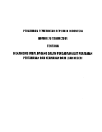 MEKANISME IMBAL DAGANG DALAM PENGADAAN ALAT PERALATAN PERTAHANAN DAN KEAMANAN DARI LUAR NEGERI