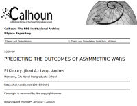 PREDICTING THE OUTCOMES OF ASYMMETRIC WARS